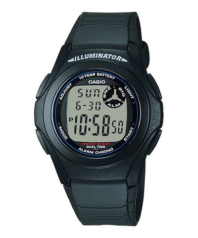 Casio F-200W-1ADF Digital Black Resin Band Watch With Acryl Glass