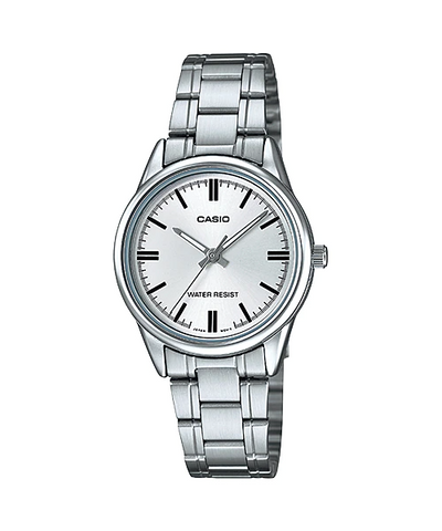 Casio Women's LTP-V005D-7A White Dial Stainless Steel Band Analog Watch