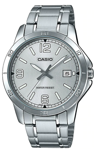 Casio MTP-V004D-7B2 Men's Dress Stainless Steel Silver Dial Analog Date Watch