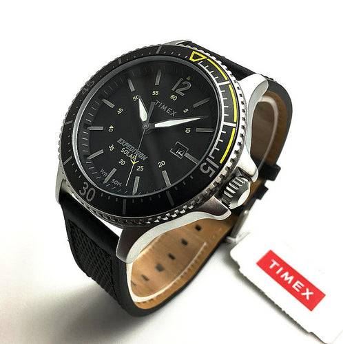 Timex Men's Tw4B14900 Expedition Ranger Solar Black Leather Strap Watch