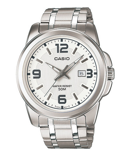 Casio Men's MTP-1314D-7AVDF Silver Stainless-Steel Quartz Watch with White Dial
