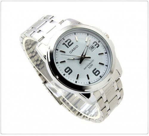 Casio Men's MTP-1314D-7AVDF Silver Stainless-Steel Quartz Watch with White Dial