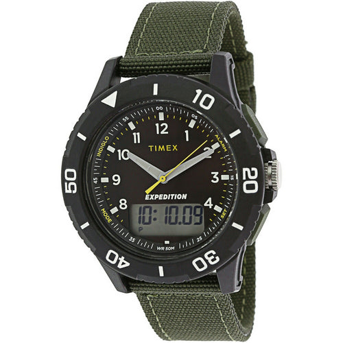Timex Men's TW4B16600 Expedition Katmai Combo 40mm Green-Black Nylon Strap Watch