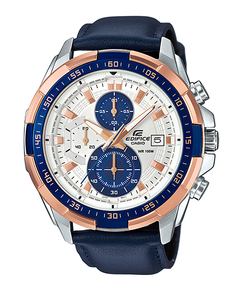 Original Casio Edifice EFR-539L-7C 100m Waterproof Chronograph Genuine Leather Belt Men's Wristwatch