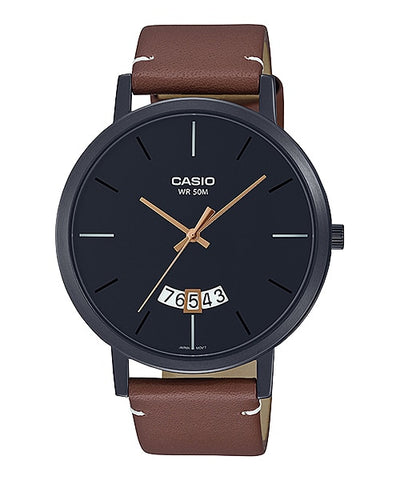Casio MTP-B100BL-1EVDF Men's Analog leather Band Casual Watch