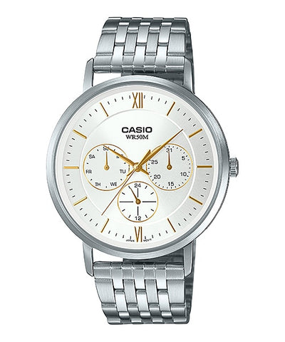 Casio MTP-B300D-7AVDF Analog Silver Multi-Dial Stainless Steel Men's Watch
