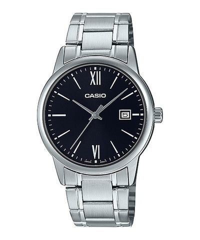 Casio MTP-V002D-1B3UDF Men's Standard Analog Stainless Steel Date Roman Black Dial Watch