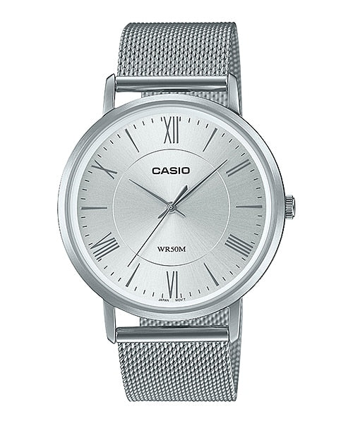 Casio Men's Analog MTP-B110M-7AVDF Silver Stainless Steel Band Casual Watch